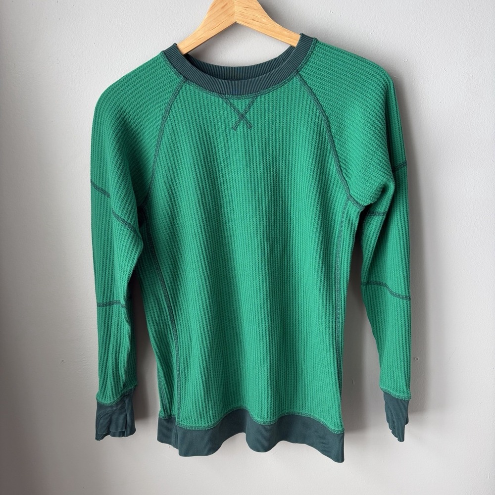 HANNA ANDERSSON Green WAFFLE KNIT CREW KNIT Long Sleeve Shirt Boys Size‎ 12 EUC